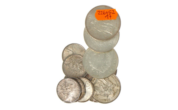 Lot de pièces françaises en argent : 3 p
