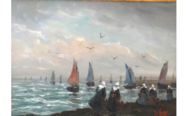 Ecole Xxème "Bretonnes sur les quais", h