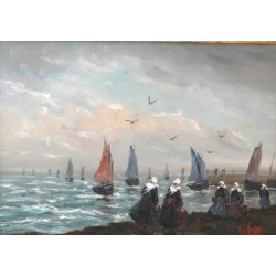 Ecole Xxème "Bretonnes sur les quais", h