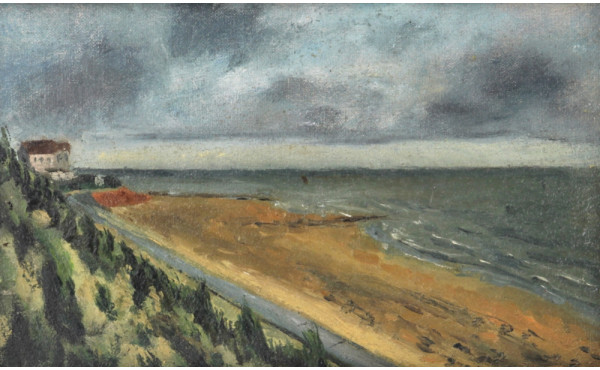 Lot de 2 tableaux : "Paysage maritime", 