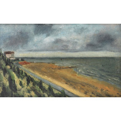 Lot de 2 tableaux : "Paysage maritime", 