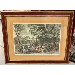 "Dîner champêtre", grande gravure en cou