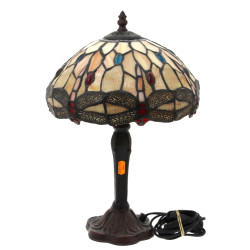Lampe à poser, abat-jour vitrail dans le