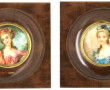 Paire de miniatures à vue ronde, peintes