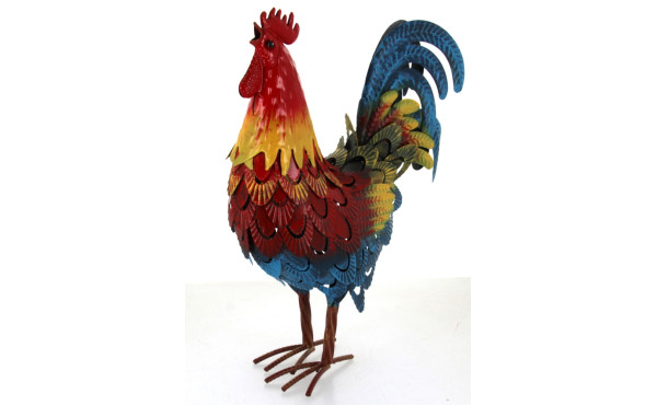 COQ décoratif en métal polychromé, trava