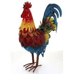 COQ décoratif en métal polychromé, trava