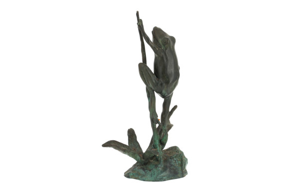 Grenouille, sujet en métal à patine vert