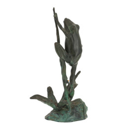 Grenouille, sujet en métal à patine vert