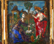 Triptyque en bois doré et émaux à décor 