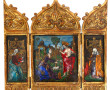 Triptyque en bois doré et émaux à décor 