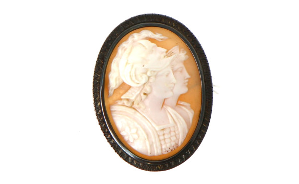 Broche camée ancienne, monture argent, d