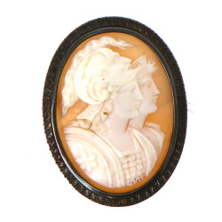Broche camée ancienne, monture argent, d