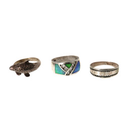 Lot de 3 bagues en argent : une bague jo