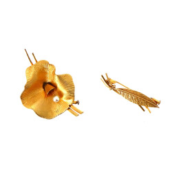 Deux broches vintages en plaqué or année