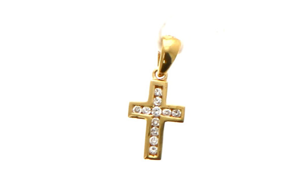 Pendentif croix en or jaune 750ème serti