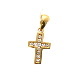 Pendentif croix en or jaune 750ème serti