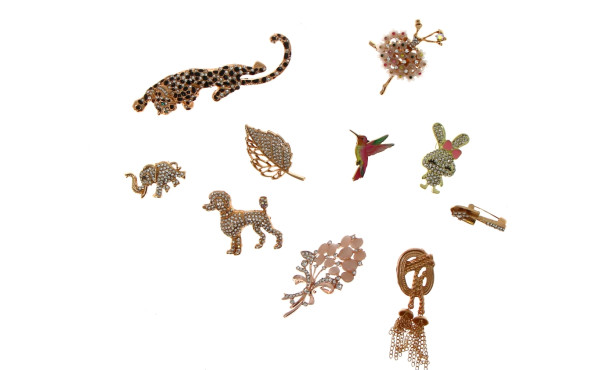 BROCHES - Lot de 10 broches fantaisie en