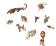 BROCHES - Lot de 10 broches fantaisie en
