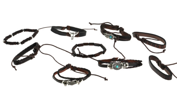 Lot de 9 bracelets en cuir, petit stock 