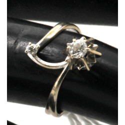 Bague en or jaune 18 cts, style "toi et 