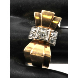 Bague tank années 50 en or jaune et plat