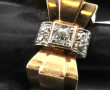 Bague tank années 50 en or jaune et plat