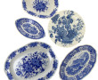 Thème BLEU - Lot de 5 plats à décor en c