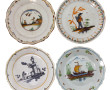 Lot de faïences anciennes : 4 jattes cre
