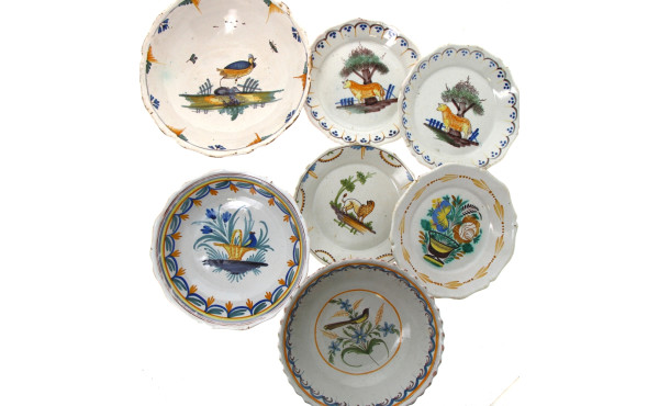 Lot de faïences anciennes : 3 jattes cre