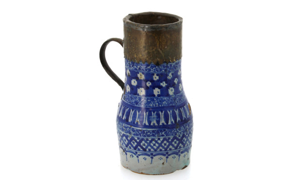 MAROC - Pichet ancien en céramique bleue
