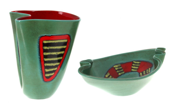 ELCHINGER France - Vase trilobé en céram