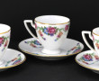6 tasses à moka et sous-tasses en porcel