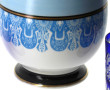Cache-pot en porcelaine blanche, bleu et