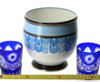 Cache-pot en porcelaine blanche, bleu et