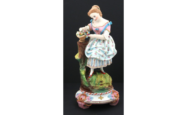 "Jeune fille aux oiseaux", sujet en bisc