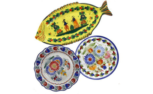 QUIMPER - Lot de 3 plats en faïence : pl