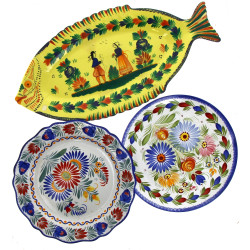 QUIMPER - Lot de 3 plats en faïence : pl