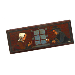 FOUILLEN - Coffret en bois pyrogravé et 