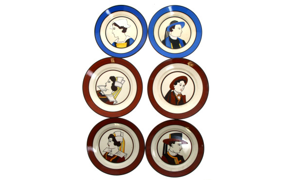 HB QUIMPER - Lot de 6 assiettes : 2 à dé