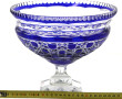 Coupe sur piédouche en cristal bleu et t