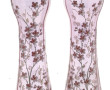 Paire de vases en verre rose à décor éma