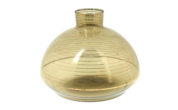 Vase toupie en verre fumé et filets or, 