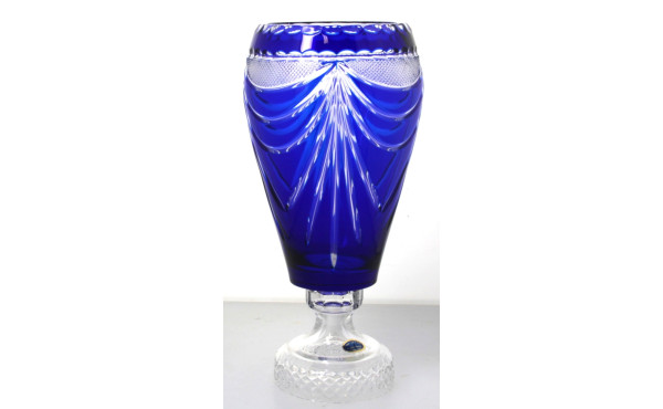 Grand vase sur piédouche en cristal souf