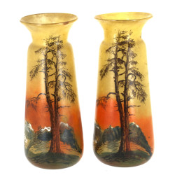 LEGRAS - Paire de vases en verre coloré 