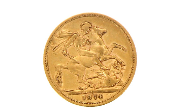 Souverain en or "1874" au profil de la R