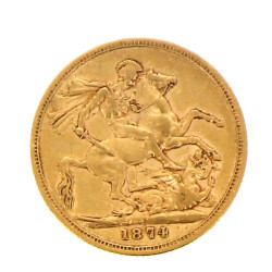 Souverain en or "1874" au profil de la R