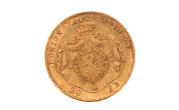 Pièce de 20 F belge en or "1877"