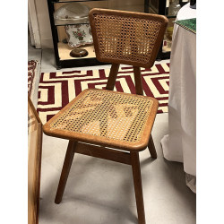 Chaise d'enfant en bois et cannage