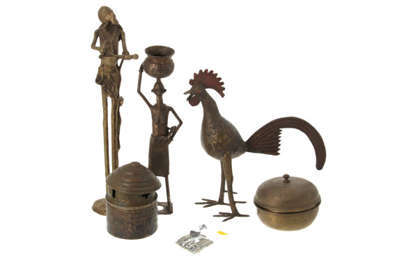 GHANA - Coq décoratif en bronze et cuivr