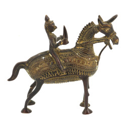 INDE - Cavalier en bronze de type Dhokra